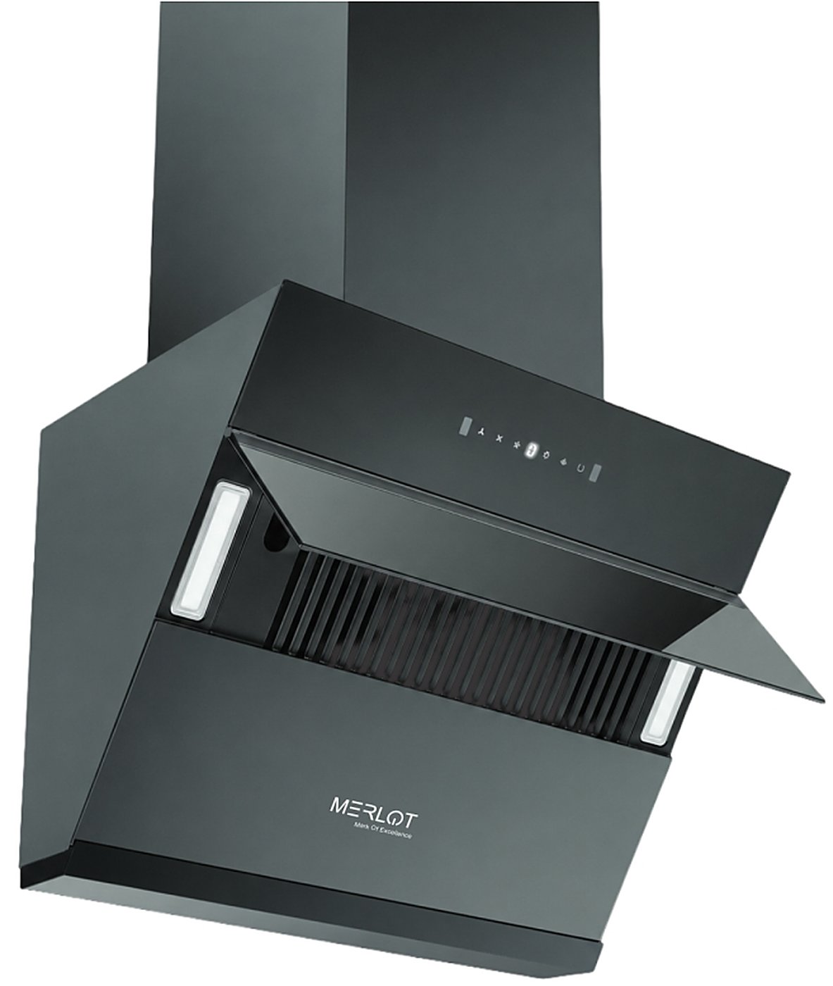 Merlot Brezza 60 MS angular chimney with auto-open glass