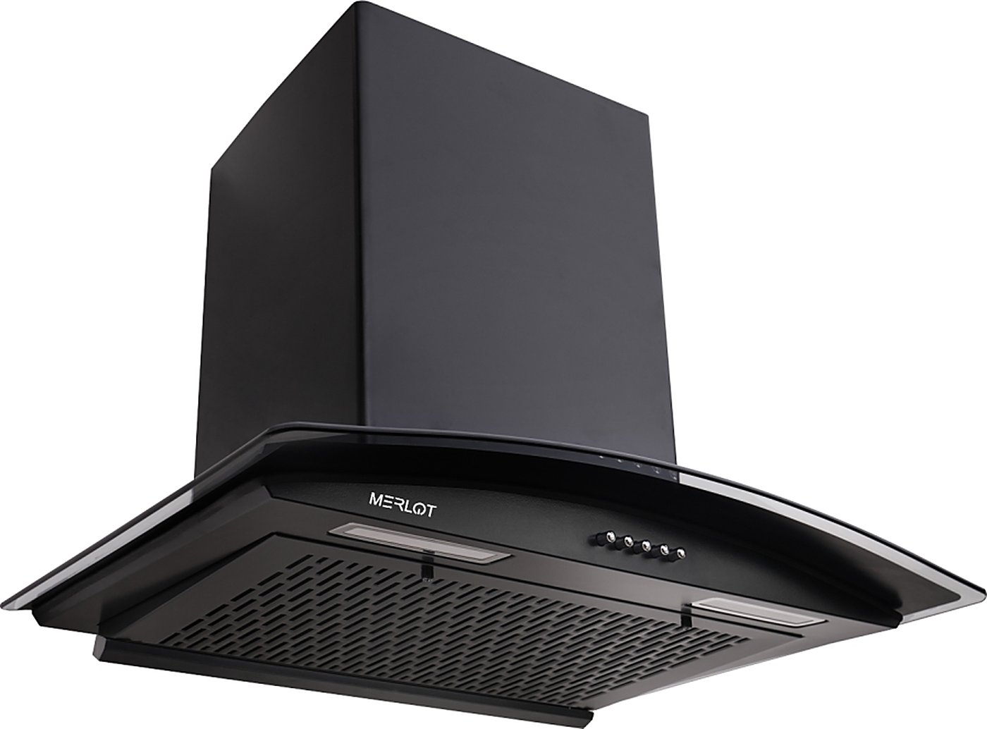 Merlot Slim Push 60 curved-glass chimney in black